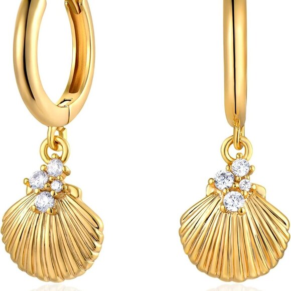 Gold Heart Hoop Earrings for Women 14k Gold Plated Small Hoops Earrings - Picture 1 of 7